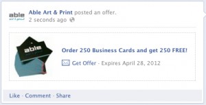 facebook offer - able art and print blog post